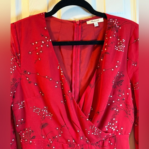 Madewell Red Floral Wrap Dress #Event #Party #Special Event - Picture 3 of 9